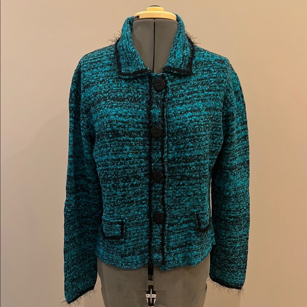 Willow Teal and Black Sweater Blazer